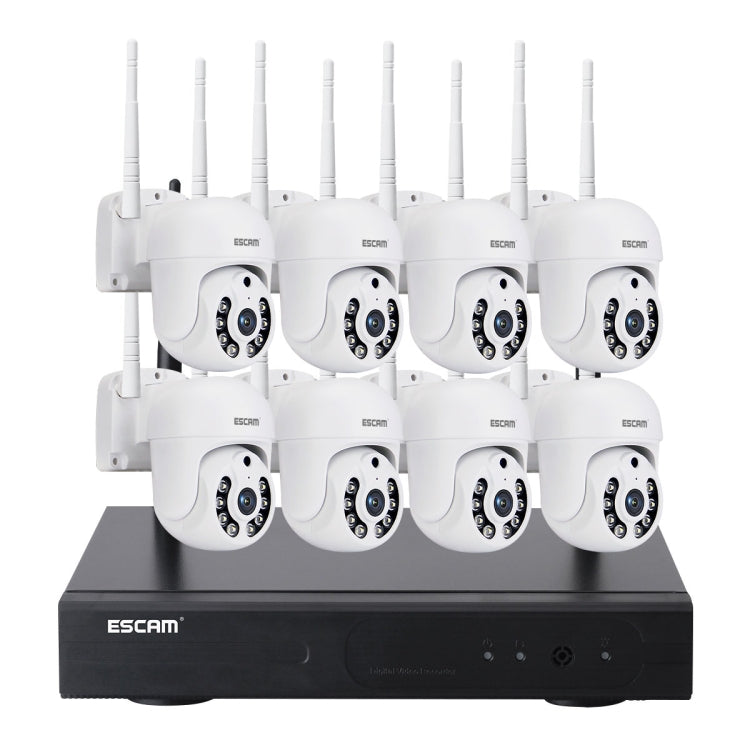 ESCAM WNK718 HD 3.0 Million Pixels 8-channel Wireless + 8IPC Wireless NVR Security System, UK Plug, WNK718 ESCAM WNK718 HD 3.0 Million Pixels 8-channel Wireless + 8IPC Wireless NVR Security System, UK Plug, WNK718